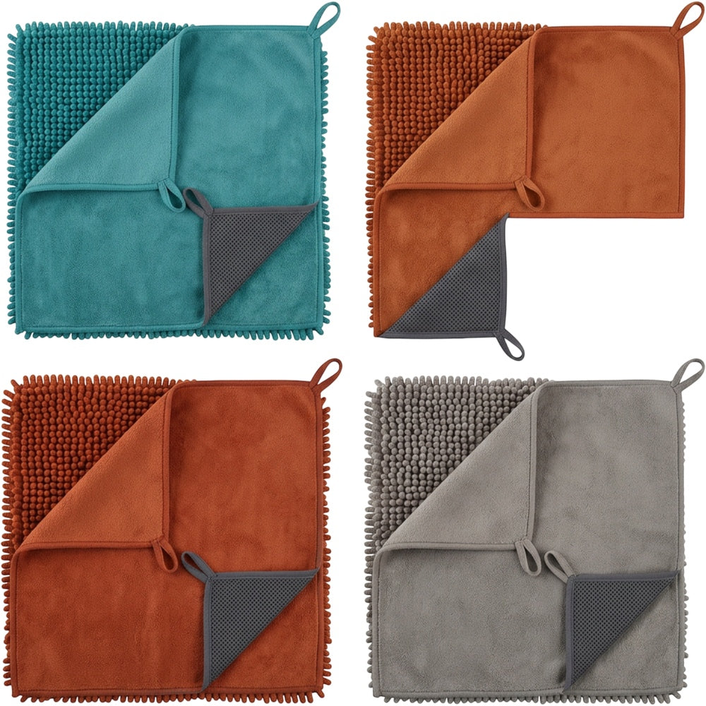 Qwfrk Dual Surface Chenille Wheel Cleaning Cloth Set of 3 - Product view