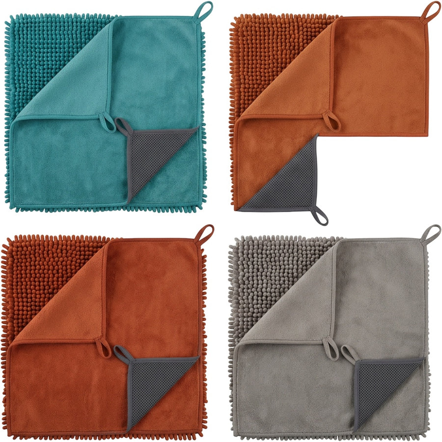 Qwfrk Dual Surface Chenille Wheel Cleaning Cloth Set of 3
